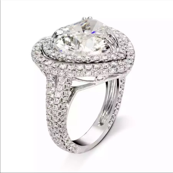 New Women’s 925 Silver Big Heart Diamond engagement Ring - Picture 3 of 6